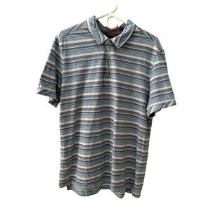 Jeremiah Blue Gray Red Striped Polo Shirt Size Large